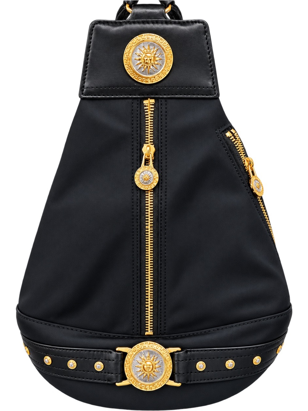 Vintage Versace Sunburst Medallion Nylon Sling Backpack